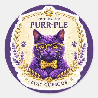 Professor Purr-Ple™ – Bleib neugierig Aufkleber
