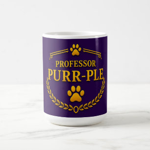 Professor Purr-ple™ Lila und Gold Katzen Kaffeetas Kaffeetasse