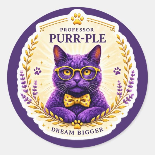 Professor Purr-Ple™ – Träume Groß Sticker (Vorderseite)