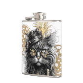 Professor Sprocket-Paws, die funky Steampunk-Katze Flachmann (Links)