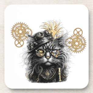 Professor Sprocket-Paws Die funky Steampunk-Katze Getränkeuntersetzer