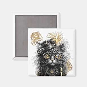 Professor Sprocket-Paws, die funky Steampunk-Katze Magnet
