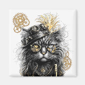 Professor Sprocket-Paws, die funky Steampunk-Katze Magnet (Vorne)
