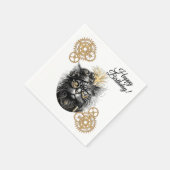Professor Sprocket-Paws Steampunk-Katze Happy B-Da Serviette (Ecke)