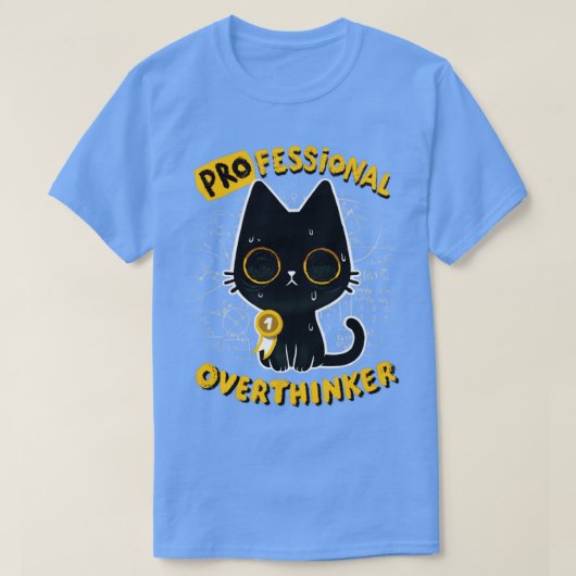 Professorisches Overthinker Niedlich Cat Überdenke T-Shirt (Design vorne)