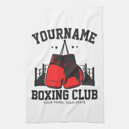 Profi-Boxer ADD NAME Rote Handschuhe Boxring Train Geschirrtuch (Vertikal)