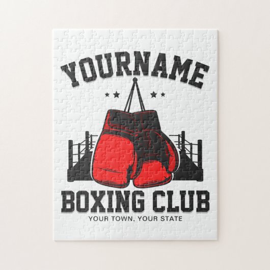 Profi-Boxer ADD NAME Rote Handschuhe Boxring Train Puzzle (Vertikal)