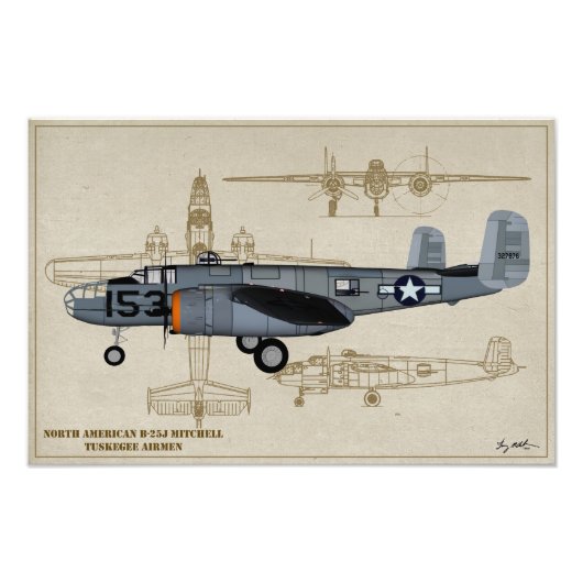Profil Art B-25 Mitchell Tuskegee Airmen Fotodruck (Vorne)