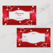Profil Business Card Rotes weißes Blumen Visitenkarte (Vorne/Hinten)
