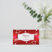 Profil Business Card Rotes weißes Blumen Visitenkarte (Stehend Vorderseite)