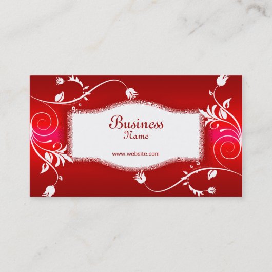 Profil Business Card Rotes weißes Blumen Visitenkarte (Vorderseite)