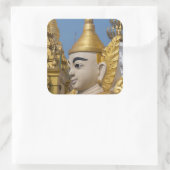 Profil der Buddha-Statue Quadratischer Aufkleber (Tasche)
