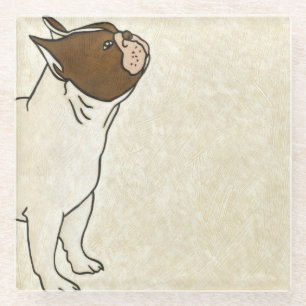 Profil der französischen Bulldogge oben schauend Glasuntersetzer