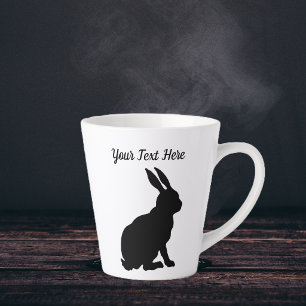 Profil der schwarzen Silhouette auf Kaninchenebene Milchtasse