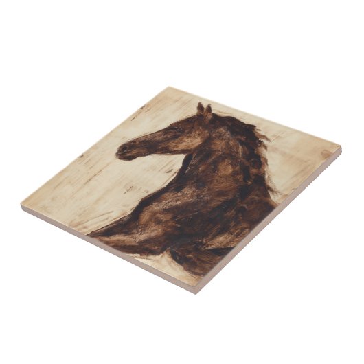 Profil des braunen Wildpferdes Fliese (Seite)