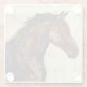 Profil des braunen Wildpferdes Glasuntersetzer (Rückseite)