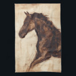 Profil des braunen Wildpferdes Küchentuch<br><div class="desc">Die Schönheit dieses dunklen Pferdes wird perfekt durch zwei einfache Farben eingefangen: Braun und Beige und die Schärfe der Farbe,  die in diesem Bild verwendet wird,  macht es noch realistischer. Dieser zeitgenössische Kunstdruck,  der ein Profil eines braunen Hengstes darstellt,  verleiht jedem Wohnzimmer,  Esszimmer oder Schlafzimmer Charakter.</div>