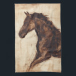 Profil des braunen Wildpferdes Küchentuch<br><div class="desc">Die Schönheit dieses dunklen Pferdes wird perfekt durch zwei einfache Farben eingefangen: Braun und Beige und die Schärfe der Farbe,  die in diesem Bild verwendet wird,  macht es noch realistischer. Dieser zeitgenössische Kunstdruck,  der ein Profil eines braunen Hengstes darstellt,  verleiht jedem Wohnzimmer,  Esszimmer oder Schlafzimmer Charakter.</div>