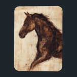 Profil des braunen Wildpferdes Magnet<br><div class="desc">Die Schönheit dieses dunklen Pferdes wird perfekt durch zwei einfache Farben eingefangen: Braun und Beige und die Schärfe der Farbe, die in diesem Bild verwendet wird, macht es noch realistischer. Dieser zeitgenössische Kunstdruck, der ein Profil eines braunen Hengstes darstellt, verleiht jedem Wohnzimmer, Esszimmer oder Schlafzimmer Charakter.</div>