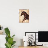 Profil des braunen Wildpferdes Poster (Heimbüro)