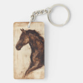 Profil des braunen Wildpferdes Schlüsselanhänger (Rückseite)