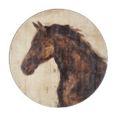 Profil des braunen Wildpferdes Schneidebrett (Vorderseite)
