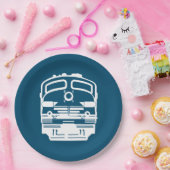 Profil des weißen Motors auf blauem Hintergrund Pappteller (Party)