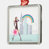 Profil einer Frau, die eine Einkaufstasche halten Ornament Aus Metall (Links)