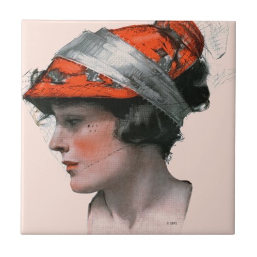 Profil einer Frau Fliese (Vorderseite)