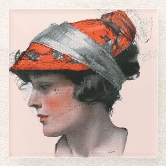 Profil einer Frau Glasuntersetzer (Vorderseite)