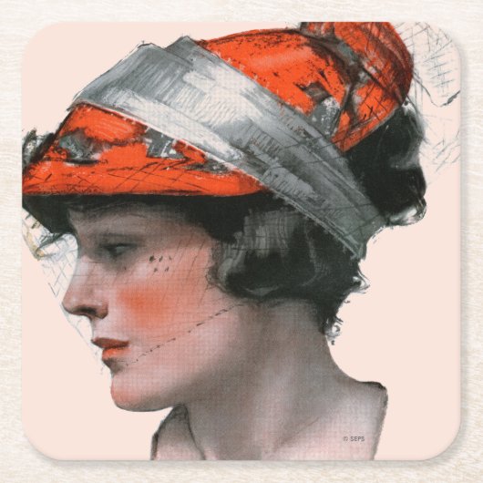 Profil einer Frau Rechteckiger Pappuntersetzer (Vorderseite)