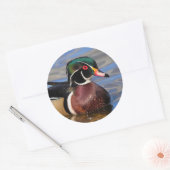 Profil einer handlichen Holzente am Wasser Runder Aufkleber (Umschlag)