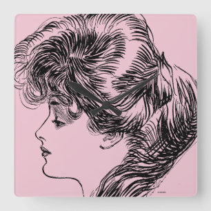Profil eines Gibson Girl, 1903 Quadratische Wanduhr