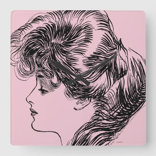 Profil eines Gibson Girl, 1903 Quadratische Wanduhr (Vorderseite)