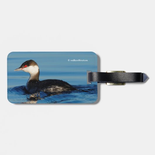 Profil eines Horned Grebe Gepäckanhänger (Rückseite horizontal)