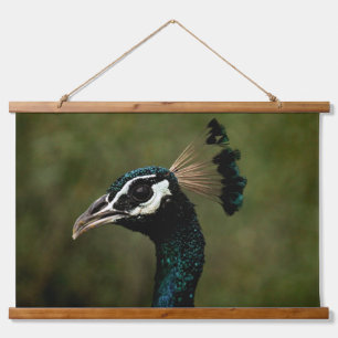 Profil eines Pfaus Wandteppich Mit Holzrahmen