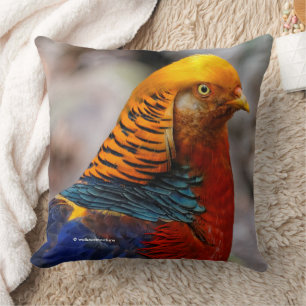 Profil eines roten Golden Pheasant Kissen