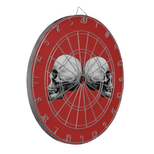 Profil-Schädel-Schwarzweiss-Dartscheibe Dartscheibe (Vorderseite Links)