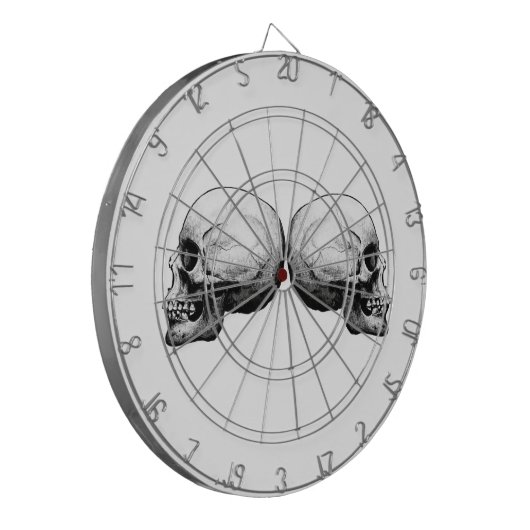 Profil-Schädel-Schwarzweiss-Dartscheibe Dartscheibe (Vorderseite Links)