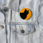 Profil-schwarze Katze auf Orange Button (Beispiel)