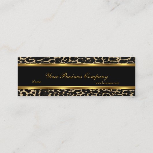 Profil Tier Gold Schwarz Elegante Klasse Haut Mini Visitenkarte (Vorderseite)