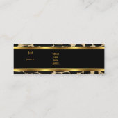 Profil Tier Gold Schwarz Elegante Klasse Haut Mini Visitenkarte (Rückseite)