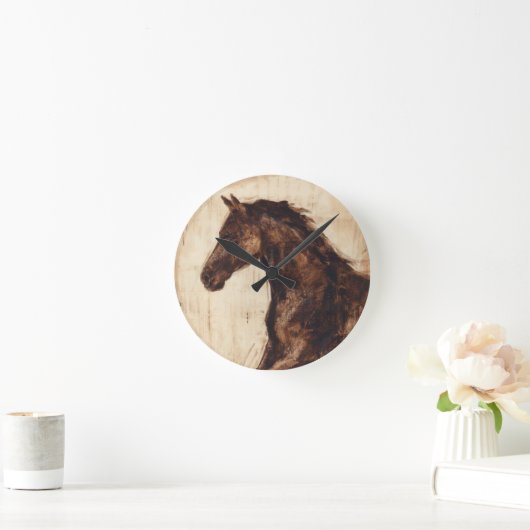 Profil wilden Pferds Browns Runde Wanduhr (Zuhause)