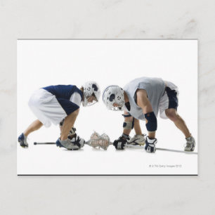 Profil zweier junger Männer, die Lacrosse spielen Postkarte