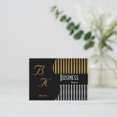 Profile Business Card Einfach Schwarzes Gold Silbe Visitenkarte (Stehend Vorderseite)