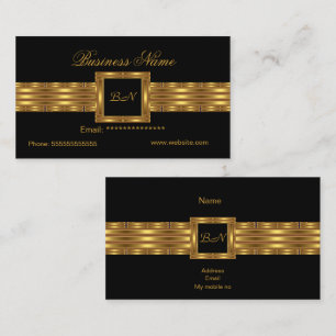 Profile Business Card Gold Monogram Black Visitenkarte
