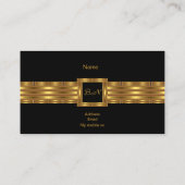 Profile Business Card Gold Monogram Black Visitenkarte (Rückseite)