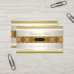 Profile Business Creme Gold Monogram Black Visitenkarte