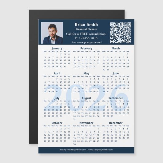 Profile Financial Planner 2026 Calendar Magnet (Vorne/Hinten)
