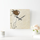 Profile of French Bulldog Looking Up Quadratische Wanduhr (Zuhause)